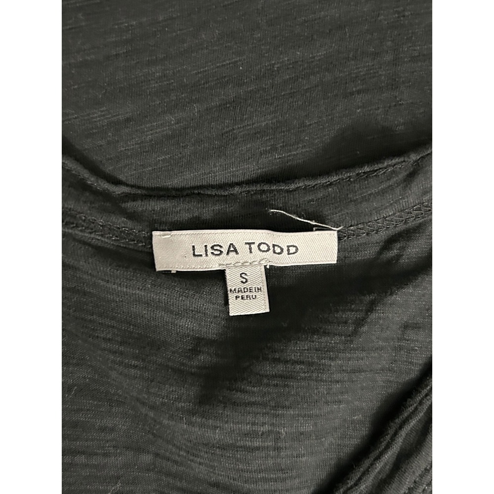 Lisa Todd Black Cotton Ruffle Sleeve Mini Dress Rainbow Whipstitch Small - Picture 4 of 11